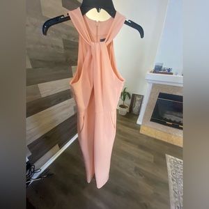 Springy peach pantsuit w a halter neck
